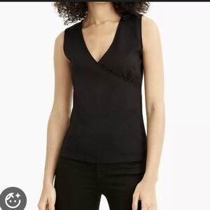 J. Crew Faux-wrap sleeveless top Tank eco ponte Medium Black